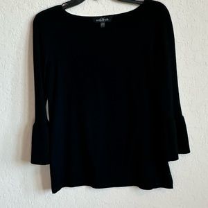 August Silk Black Bell Sleeve Sweater Size Small